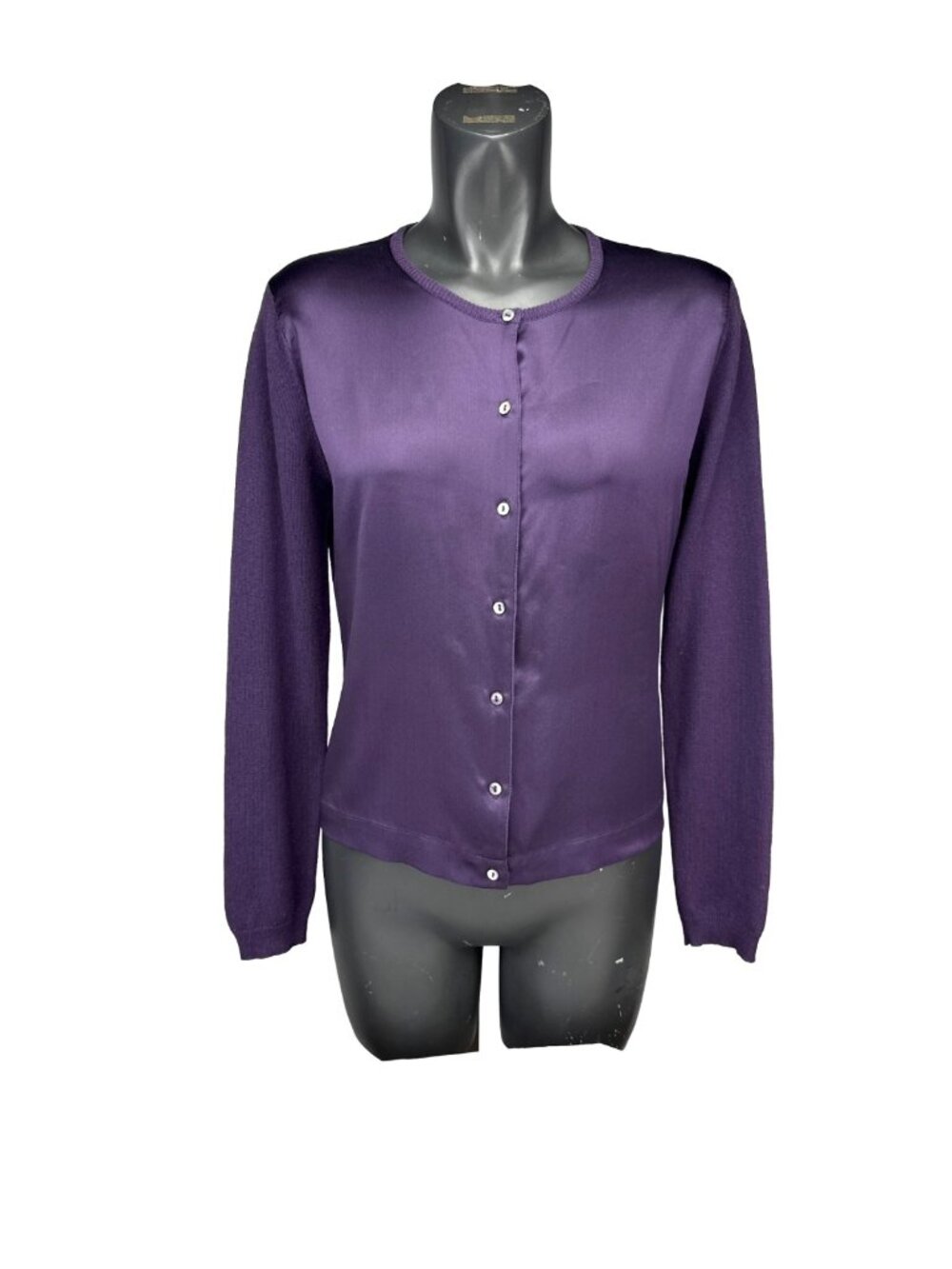 GERARD DAREL Silk Cashmere Long Sleeves Button Up Purple Cardigan Sz 3 US L